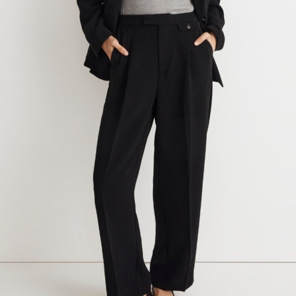 MadeWell Rosedale High-Rise Straight Pant in Crepe True Black size 4